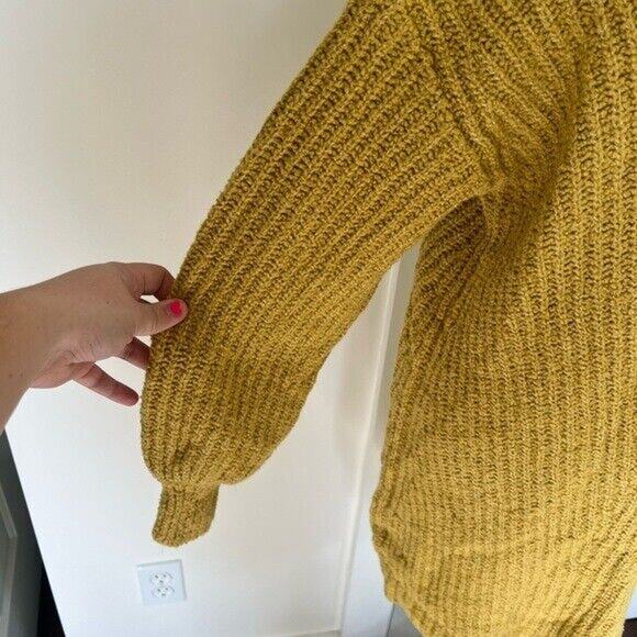 American Eagle yellow v-neck balloon sleeve knit sweater mini dress M Tall - Picture 6 of 11